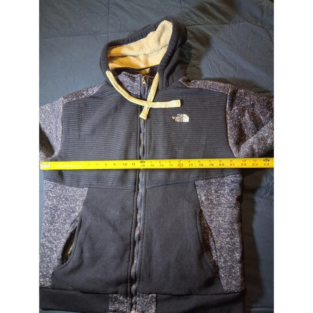 The North‎ Face Mens XL Sherpa Lined Full Zip Hoodie Jacket Marled Navy Blue